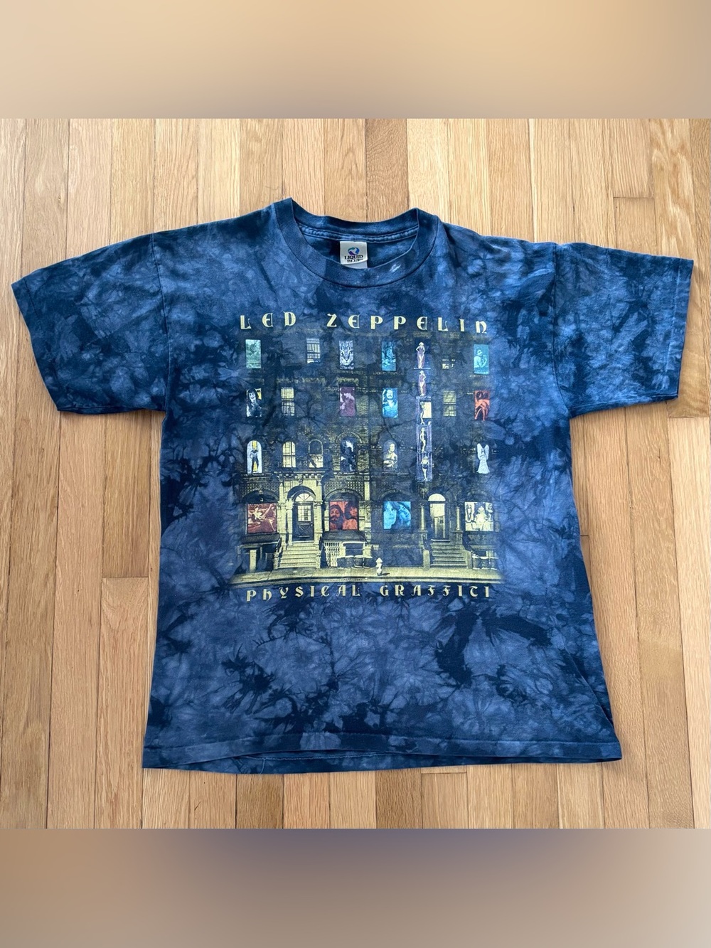 Vintage Led Zeppelin Physical Graffiti Shirt Liquid Blue 90s Single Stitch Large